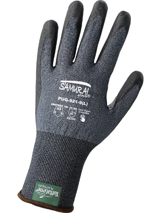 Samurai Glove® 21- Gauge Salt-and-Pepper Tuffalene® Platinum, Polyurethane Coated Touch Screen, ANSI/ISEA 105 Cut Level A4