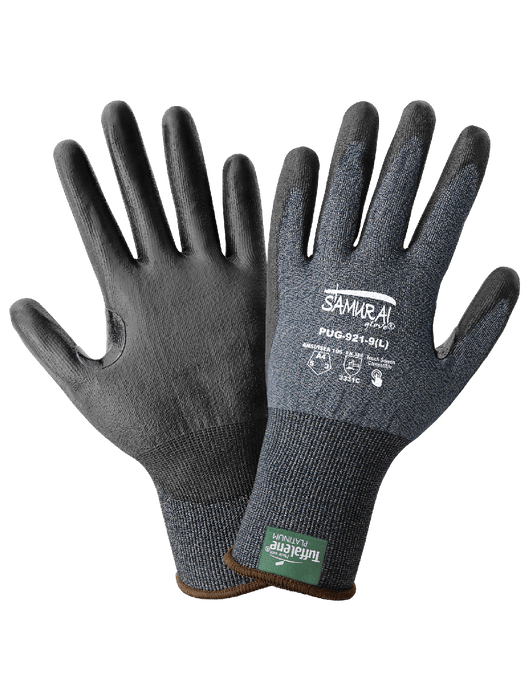 Samurai Glove® 21- Gauge Salt-and-Pepper Tuffalene® Platinum, Polyurethane Coated Touch Screen, ANSI/ISEA 105 Cut Level A4