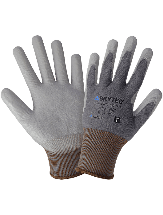 Samurai Glove®- Cut Resistant Gloves, 18-Gauge, Gray Seamless Tuffalene® UHMWPE Shell, Gray Smooth Polyurethane-Coated Palm, Knit Wrist, ANSI/ISEA 105 Cut Level A9, ANSI Abrasion Level 3, ANSI Puncture Level 4, Vend Pack