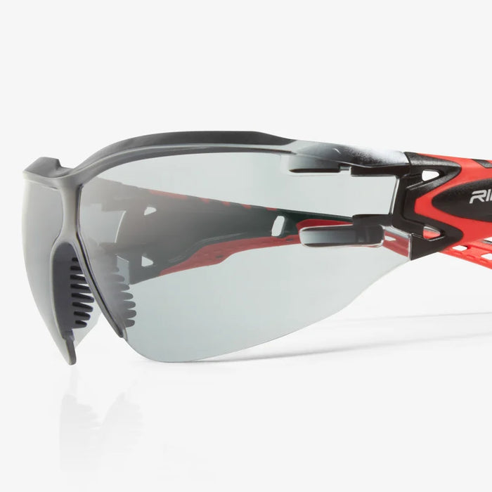 Sparta Eco Series - Arida 400 Moisture Repellant, Soft Gray TPE Browguard, Anti-Slip Nose Bridge, Red & Black Ventilated TPE Temple Arms