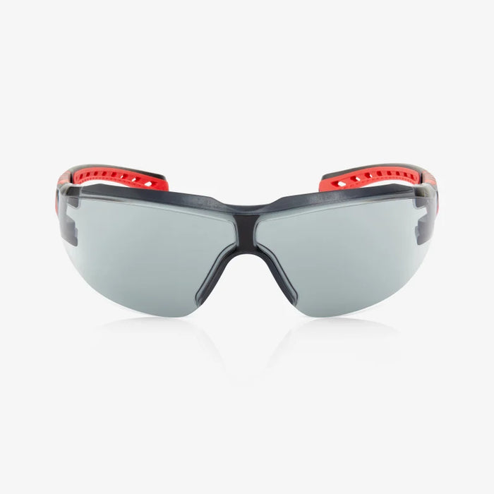 Sparta Eco Series - Arida 400 Moisture Repellant, Soft Gray TPE Browguard, Anti-Slip Nose Bridge, Red & Black Ventilated TPE Temple Arms