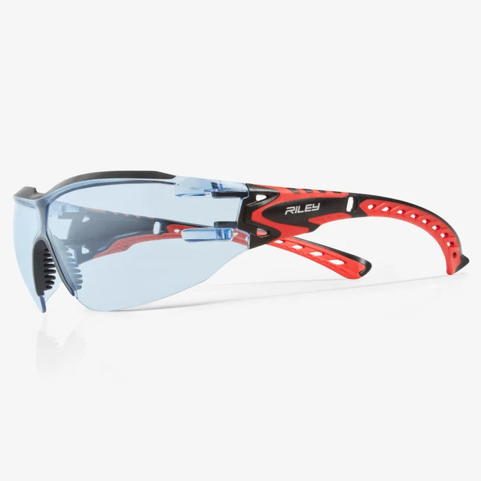 Sparta Eco Series - Arida 400 Moisture Repellant, Soft Gray TPE Browguard, Anti-Slip Nose Bridge, Red & Black Ventilated TPE Temple Arms