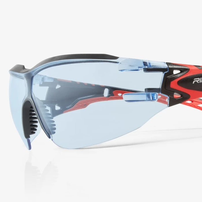 Sparta Eco Series - Arida 400 Moisture Repellant, Soft Gray TPE Browguard, Anti-Slip Nose Bridge, Red & Black Ventilated TPE Temple Arms