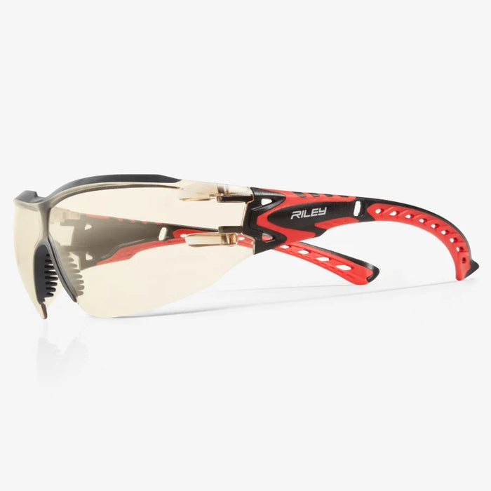 Sparta Eco Series - Arida 400 Moisture Repellant, Soft Gray TPE Browguard, Anti-Slip Nose Bridge, Red & Black Ventilated TPE Temple Arms