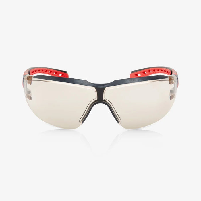Sparta Eco Series - Arida 400 Moisture Repellant, Soft Gray TPE Browguard, Anti-Slip Nose Bridge, Red & Black Ventilated TPE Temple Arms