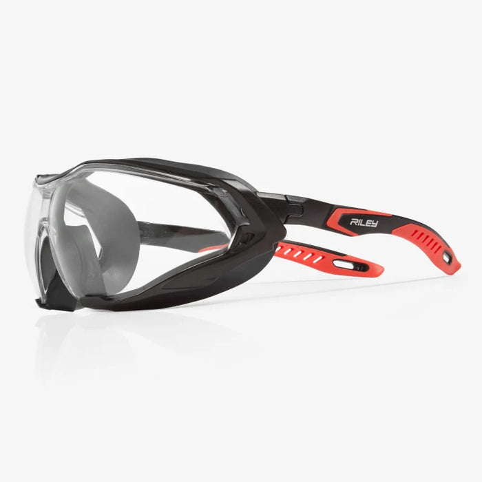 Sparta Pro Series -  Tecton 400 Anti-Fog/Anti-Scratch, Black Full Frame & Seal,  Red & Black Ventilated TPE Temple Arms