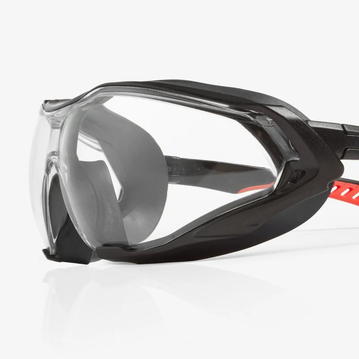 Sparta Pro Series -  Tecton 400 Anti-Fog/Anti-Scratch, Black Full Frame & Seal,  Red & Black Ventilated TPE Temple Arms