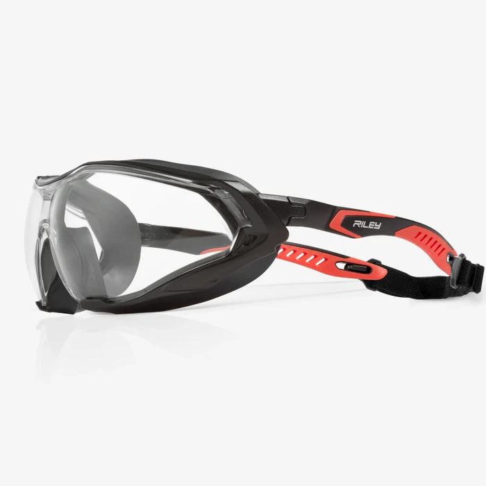 Sparta Pro Series -  Tecton 400 Anti-Fog/Anti-Scratch, Black Full Frame & Seal,  Red & Black Ventilated TPE Temple Arms