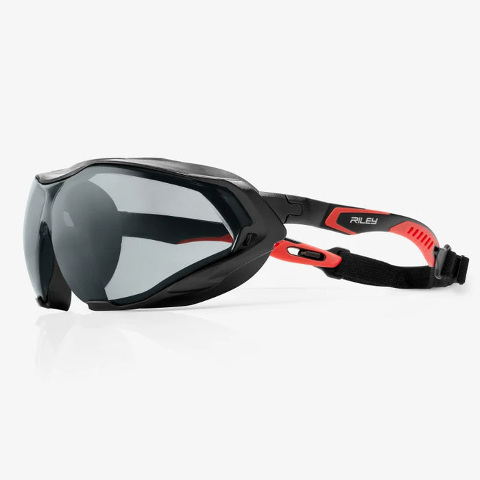 Sparta Pro Series -  Tecton 400 Anti-Fog/Anti-Scratch, Black Full Frame & Seal,  Red & Black Ventilated TPE Temple Arms