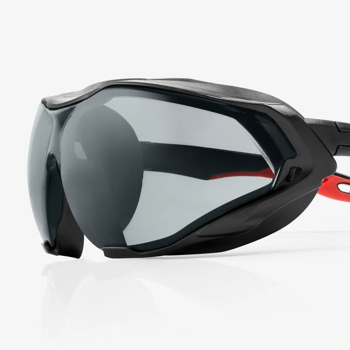 Sparta Pro Series -  Tecton 400 Anti-Fog/Anti-Scratch, Black Full Frame & Seal,  Red & Black Ventilated TPE Temple Arms