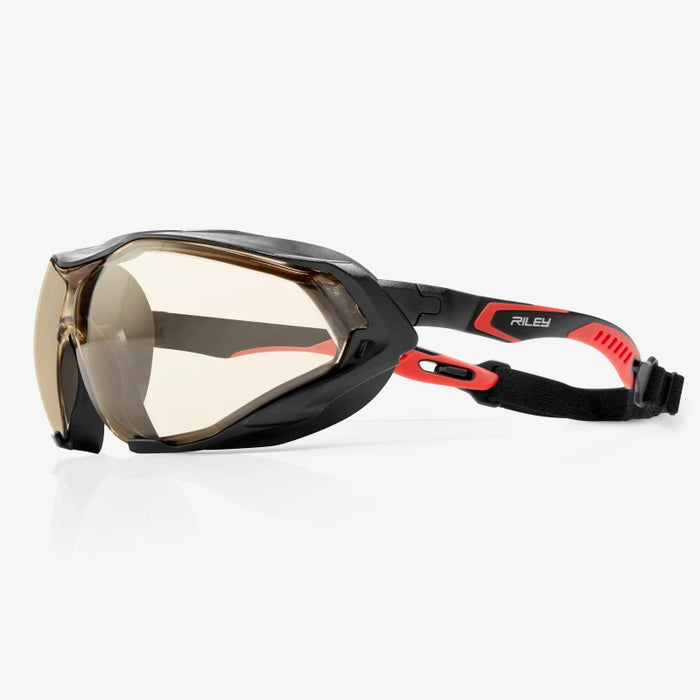 Sparta Pro Series -  Tecton 400 Anti-Fog/Anti-Scratch, Black Full Frame & Seal,  Red & Black Ventilated TPE Temple Arms