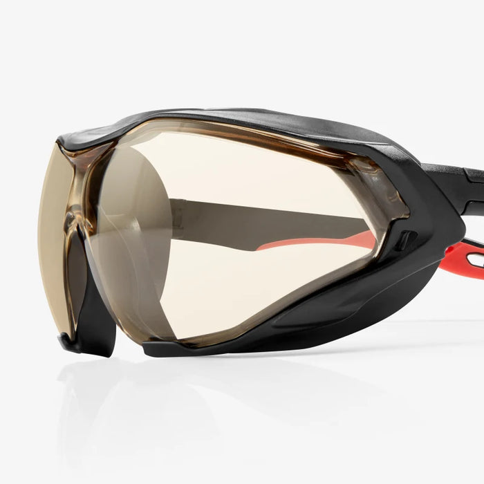 Sparta Pro Series -  Tecton 400 Anti-Fog/Anti-Scratch, Black Full Frame & Seal,  Red & Black Ventilated TPE Temple Arms