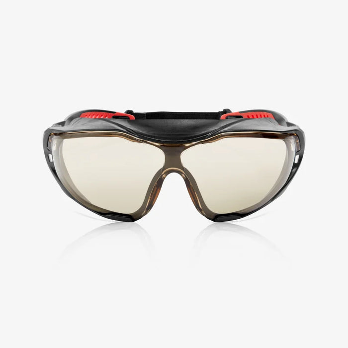 Sparta Pro Series -  Tecton 400 Anti-Fog/Anti-Scratch, Black Full Frame & Seal,  Red & Black Ventilated TPE Temple Arms