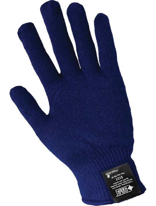 Low Temperature Thermal Gloves, Navy Blue Self-Wicking 13-Gauge Cold Keep®/Spandex Hollow Core Thermal Gloves, Knit Wrist, Men's