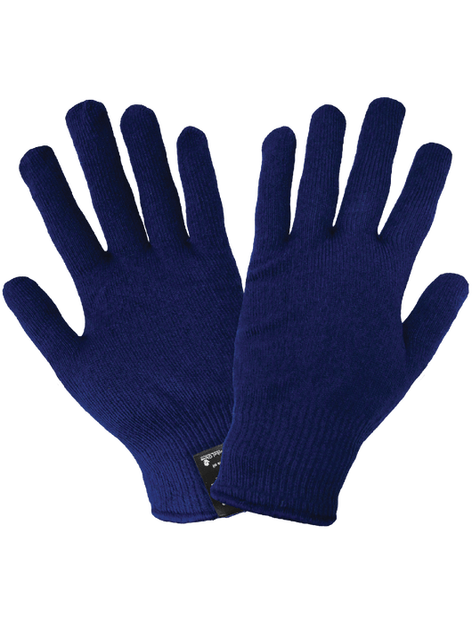Low Temperature Thermal Gloves, Navy Blue Self-Wicking 13-Gauge Cold Keep®/Spandex Hollow Core Thermal Gloves, Knit Wrist, Men's