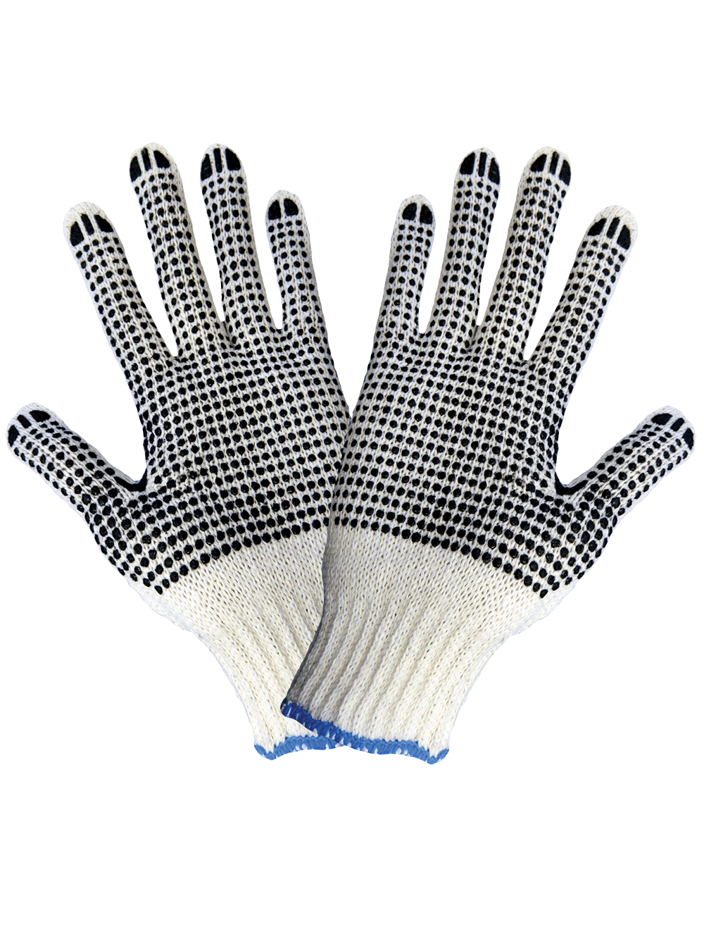 String Knit Gloves, Medium Weight 7-Gauge Bleached White Seamless Cott ...