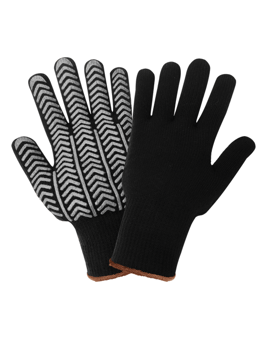 Heavyweight Acrylic Loop Terry Cloth Low-Temperature Gloves with a Herringbone PVC-Coated Palm, , Knit Wrist