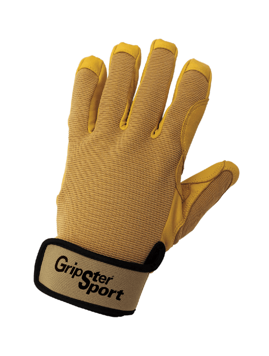 Gripster® Sport Ergonomic Premium-Grade Goatskin Leather Palm Belaying/Rappelling Climbing Gloves w/Spandex Back