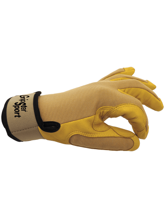 Gripster® Sport Ergonomic Premium-Grade Goatskin Leather Palm Belaying/Rappelling Climbing Gloves w/Spandex Back