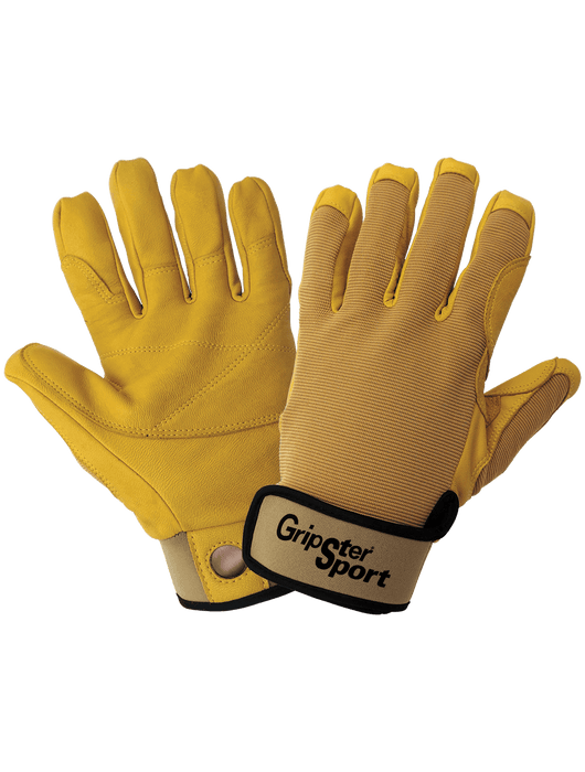 Gripster® Sport Ergonomic Premium-Grade Goatskin Leather Palm Belaying/Rappelling Climbing Gloves w/Spandex Back