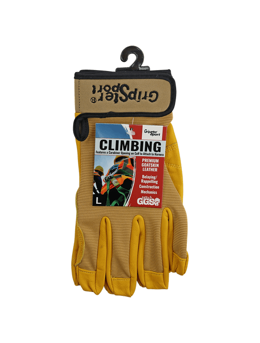 Gripster® Sport Ergonomic Premium-Grade Goatskin Leather Palm Belaying/Rappelling Climbing Gloves w/Spandex Back