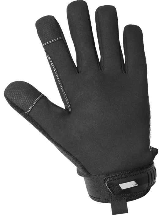 MechanicsBlack AireFlex® Synthetic Leather Palm,  Touch Screen Compatible Index Finger & Thumb Tip, Pull Tab, Neoprene Cuff w/Hook & Loop Closure
