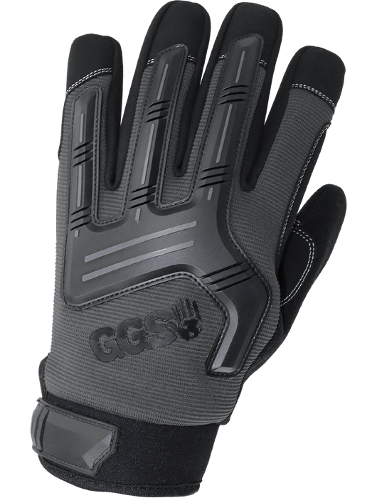 Mechanics Black AireFlex® Synthetic Leather Palm, TPR Impact Protection, Touch Screen Compatible Index Finger & Thumb Tip, Pull Tab, Neoprene Cuff w/Hook & Loop Closure