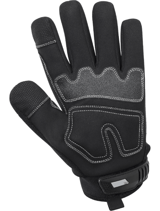Mechanics Black AireFlex® Synthetic Leather Palm, TPR Impact Protection, Touch Screen Compatible Index Finger & Thumb Tip, Pull Tab, Neoprene Cuff w/Hook & Loop Closure