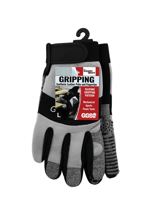 Gripster® Sport Synthetic Leather Palm Performance Mechanics Style Gloves w/Silicone Patterned Palm & Spandex Back