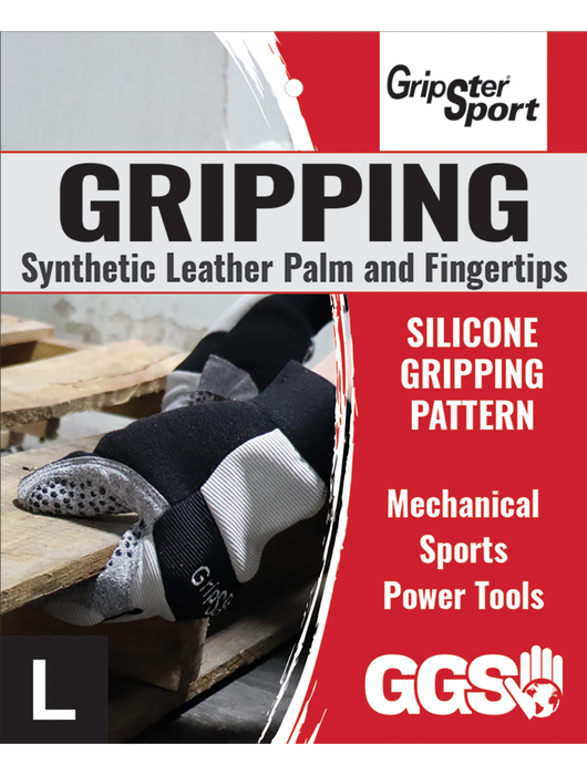 Gripster® Sport Synthetic Leather Palm Performance Mechanics Style Gloves w/Silicone Patterned Palm & Spandex Back