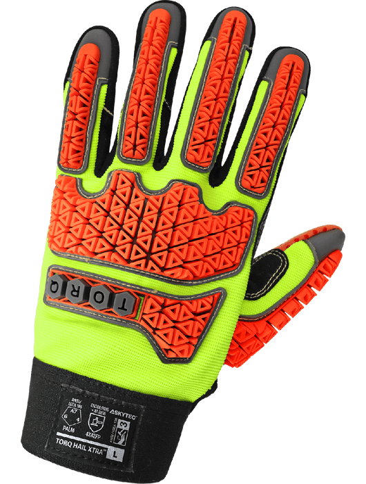 Torq Hail Xtra™ Hi-Vis Multi-Hazard Gloves with a Tuffalene® Lined Synthetic Leather Palm, ANSI/ISEA 105 Cut Level A7