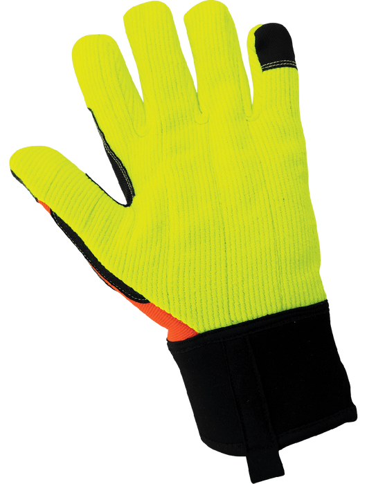 Vise Gripster® High-Visibility Cotton Corded Impact Resistant Gloves, ANSI/ISEA 105 Cut Level A2