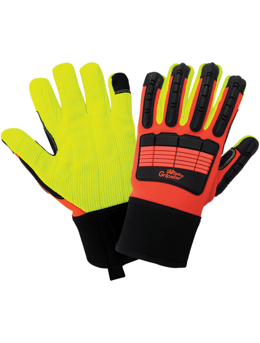 Vise Gripster® High-Visibility Cotton Corded Impact Resistant Gloves, ANSI/ISEA 105 Cut Level A2