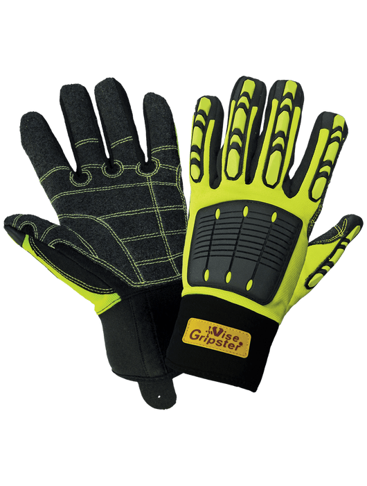Vise Gripster® High Visibility Reinforced Oil and Gas Gloves with TPU Impact Protection, ANSI Cut Level A3 Palm, ANSI Puncture Level 4