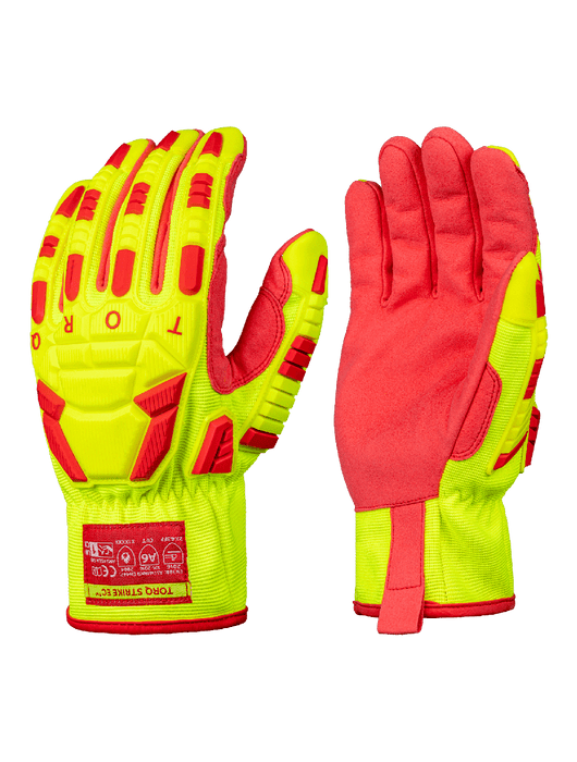 Torq™ Hi-Vis Strike EC Highly-Dextrous Cut & Impact Resistant Gloves w/Water-Repellent Shell, ANSI/ISEA 105 Cut Level A6