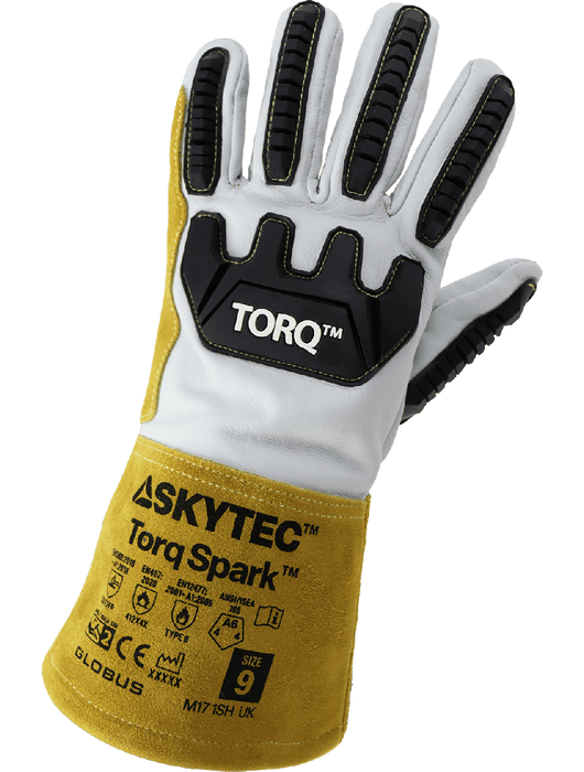 Torq™ Spark Premium Leather Welding Gloves w/Cut & Impact Resistance, 4½" Gauntlet Cuff, ANSI/ISEA 105 Cut Level A6