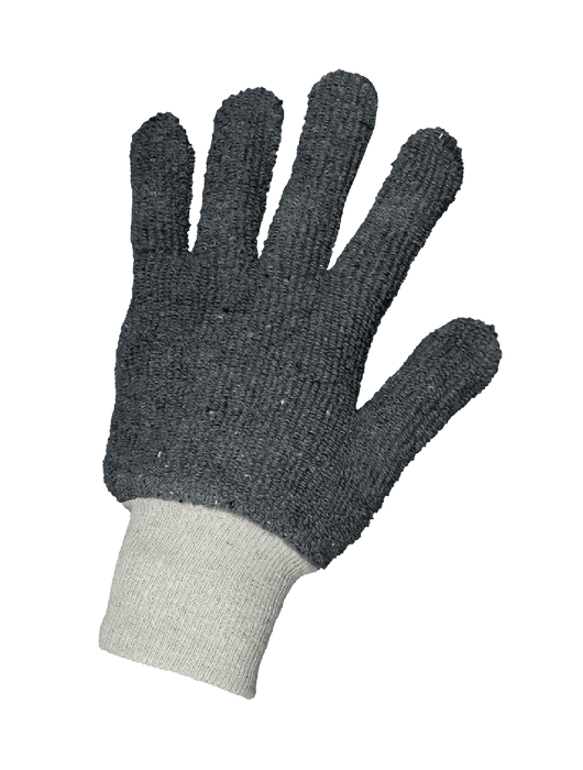 Heavyweight Gray Heat Resistant Terry Cloth Gloves, Ambidextrous, Knit Wrist