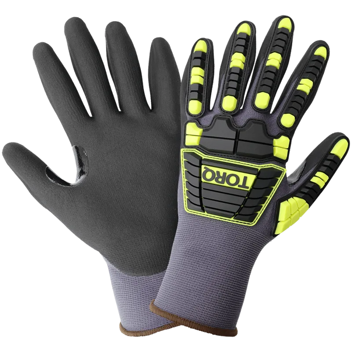 Torq Hornet™, Nitrile-Coated Palm, Hi-Vis Yellow-and-Black TPR Impact Protection