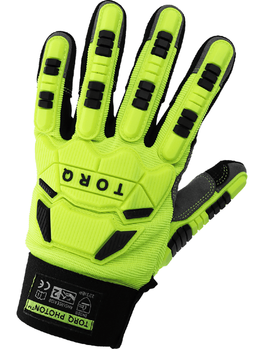 Torq Photon™ High-Visibility Mechanic Gloves with Enhanced Impact & Abrasion Protection, ANSI/ISEA 105 Cut Level A2