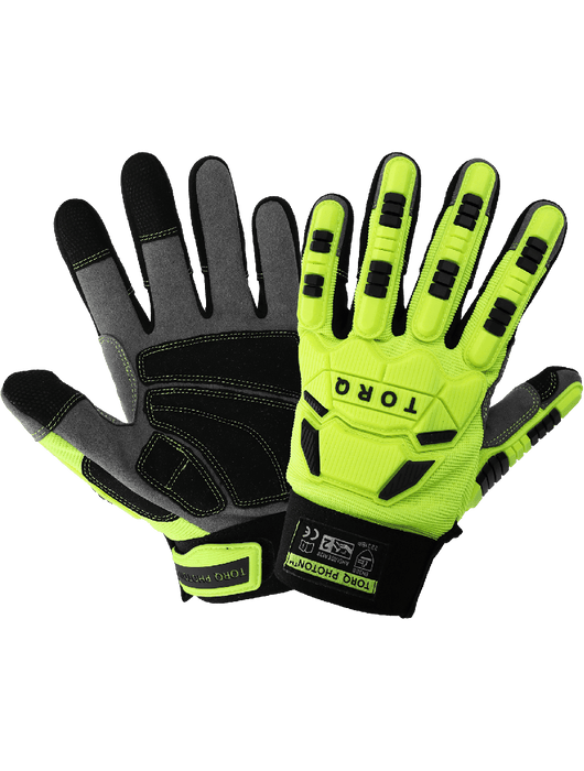 Torq Photon™ High-Visibility Mechanic Gloves with Enhanced Impact & Abrasion Protection, ANSI/ISEA 105 Cut Level A2