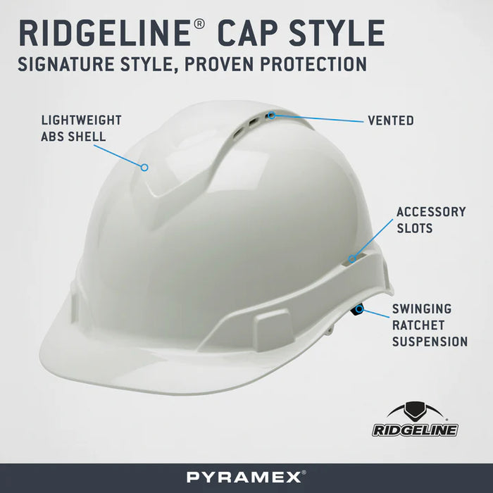 Ridgeline Vented Cap Style Hard Hat - 4-Point Ratchet