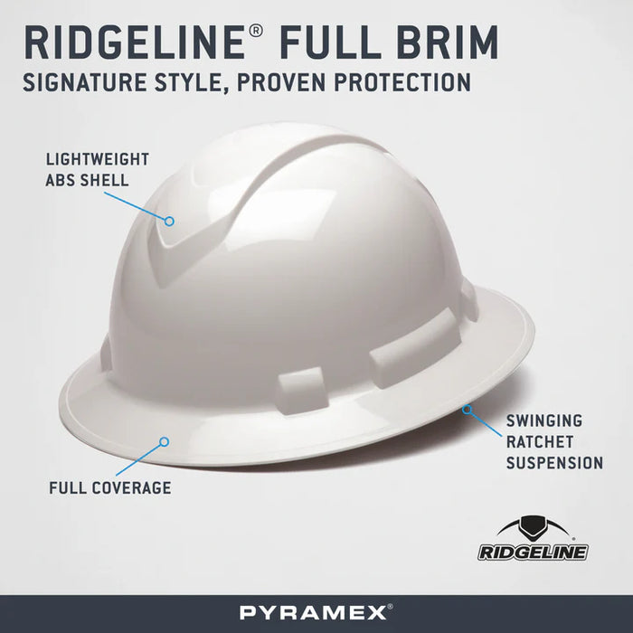 Ridgeline Full Brim Hard Hat - 4-Point Ratchet