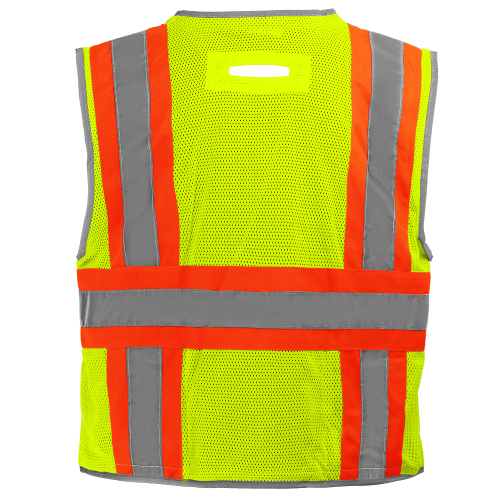 FrogWear® Cl. 2 Hi-Vis Lime Premium Polyester Surveyors Vest, 3M™ Reflective Material, D-Ring Pass Through Opening