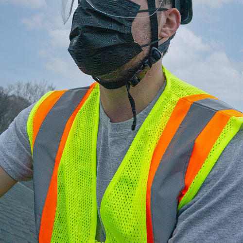 FrogWear® Cl. 2 Hi-Vis Lime Lightweight Mesh Polyester Vest w/Contrasting Orange Trim, Zipper Closure