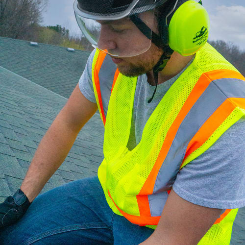 FrogWear® Cl. 2 Hi-Vis Lime Lightweight Mesh Polyester Vest w/Contrasting Orange Trim, Zipper Closure