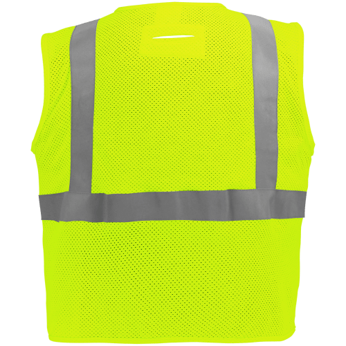 FrogWear® HV Flame-Resistant High-Visibility Lime Surveyors Safety Vest, Silver FR Reflective Material, Black FR Zipper Closure