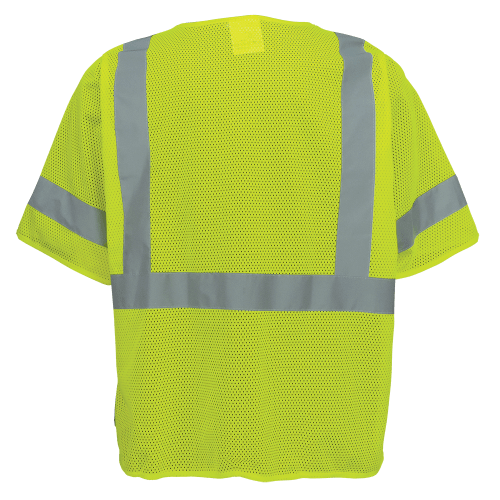 FrogWear® ANSI Cl. 3 Lime Mesh Safety Vest, Silver Reflective, Mic Holders, Zipper Closure, 3 Pockets