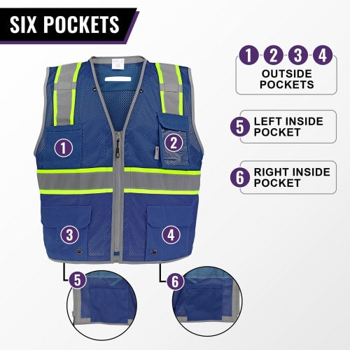 FrogWear® HV Blue Enhanced Visibility Surveyors Safety Vest
