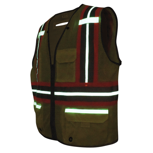 FrogWear Cl. 2 Hi-Vis Lime Photoluminescent Surveyors Safety Vest, D-Ring Pass Through Opening