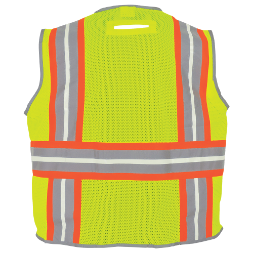 FrogWear Cl. 2 Hi-Vis Lime Photoluminescent Surveyors Safety Vest, D-Ring Pass Through Opening